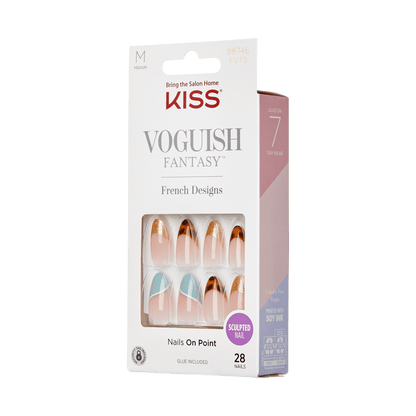 KISS Voguish Fantasy Uñas Almond Punta Francesa Multicolor - Charmante