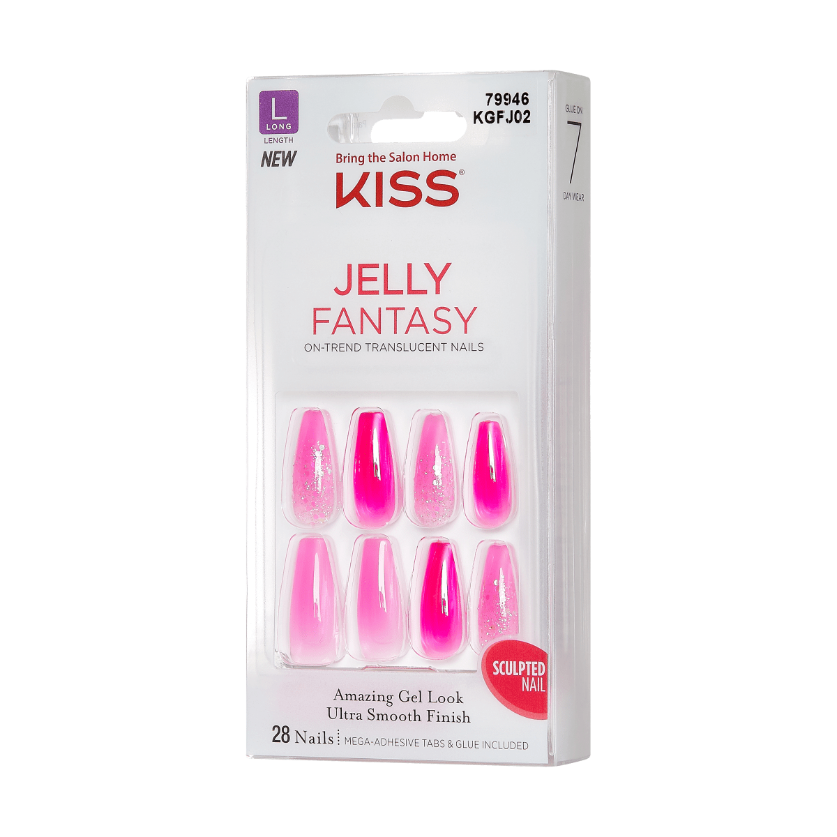 KISS Gel Fantasy Jelly Uñas Rosa Glitter - Jelly Baby