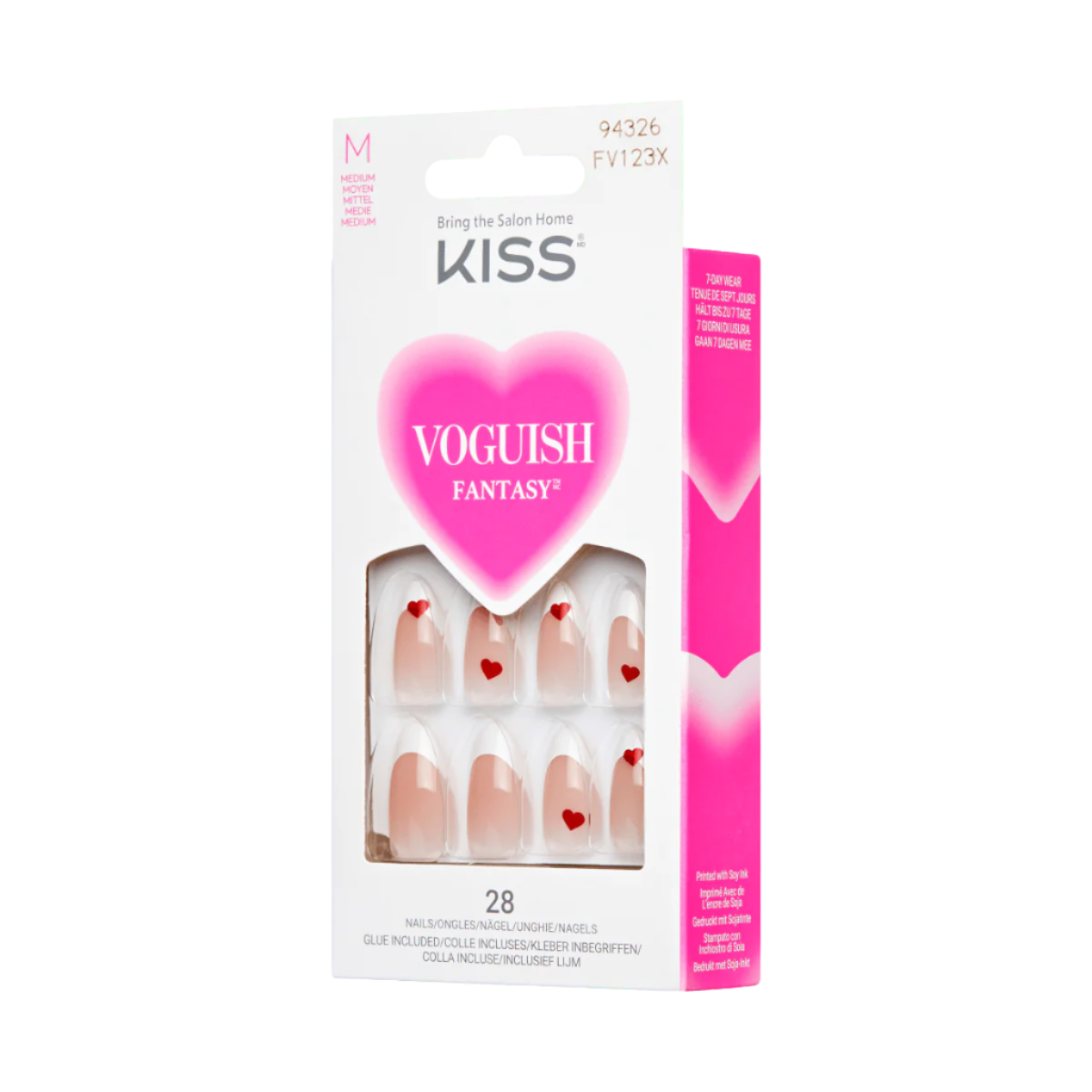 KISS Voguish Fantasy Uñas Corazón Punta Francesa Almond - Love Rain