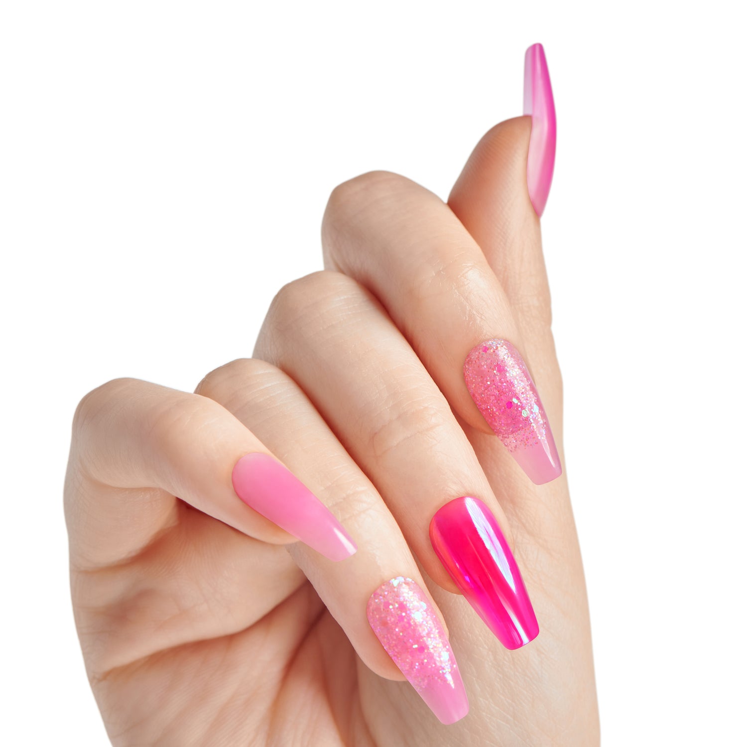 KISS Gel Fantasy Jelly Uñas Rosa Glitter - Jelly Baby